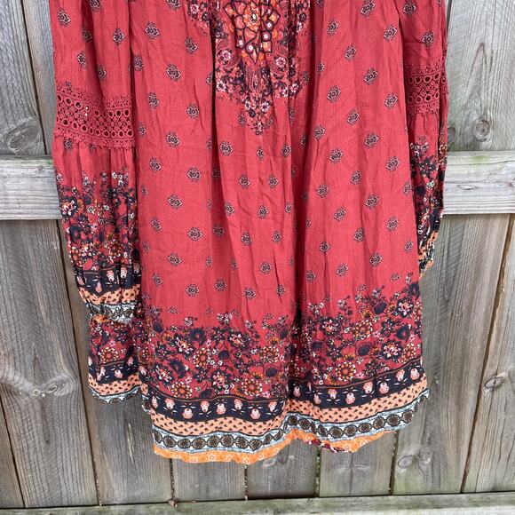 Altar’d State Dress Mini Boho Orange NWT Small Baby Doll Keyhole back - Picture 7 of 11